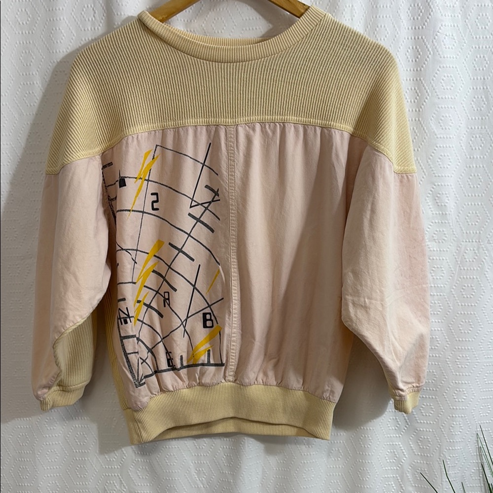Vintage Y2K Beige and Pink cropped Graphic Sweatshirt